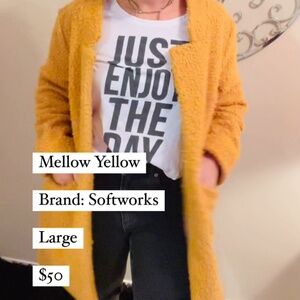 Softworks vintage oversize yellow coat with pockets